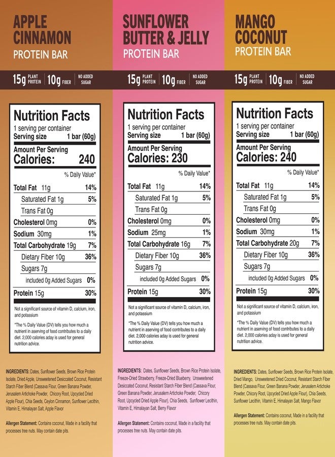 Amrita Nut Free 6 Flavor Variety Pack Vegan Protein Bars (12 CT) | 11g to 12g Plant-Based Protein Bar | Peanut Free, Gluten Free, and Dairy Free | Low Sugar, High Fiber, Healthy School-Safe Snacks - Image 2
