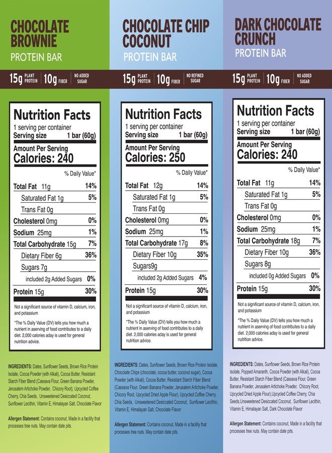 Amrita Nut Free 6 Flavor Variety Pack Vegan Protein Bars (12 CT) | 11g to 12g Plant-Based Protein Bar | Peanut Free, Gluten Free, and Dairy Free | Low Sugar, High Fiber, Healthy School-Safe Snacks - Image 3