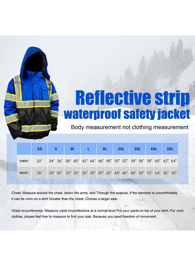 TOKISHI High Visibility Hoodie For Men Reflective Safety Jacket Zipper Men'S/Women'S Construction Work Safety Insulated Parka (US, Alpha, X-Large, Regular, Regular, Black Blue) - Image 3