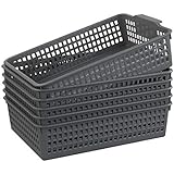 Gloreen Gloreen Plastic Weave Storage Basket, Grey A4 Paper File Baskets, 6 Packs - Image 1