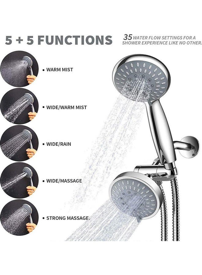 AMERTEER Handheld Showerhead And Rain Shower Combo Silver 0.72kg - Image 2