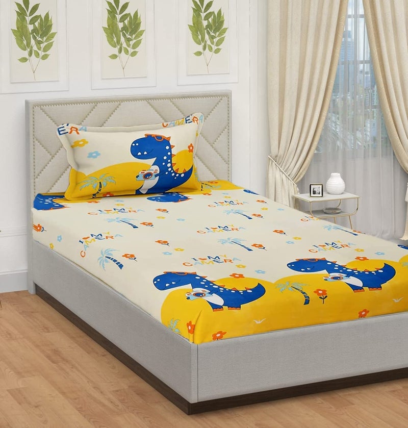 Blenzza Deco™ Glace Cotton Single Bed Reversible Babies 1 Kids Comforter & 1 Single Flat Bed Sheet with 1 Pillow Cover (Design 3) (0 to 8 Years) - Image 4