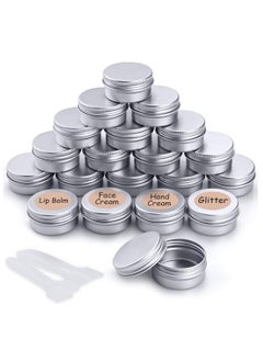 Cosmetic Jars With Lids 20pcs Empty Cosmetics Container Pots Aluminium Tin Jars with Screw Lids Labels and Mini Spatula for Cream Sample Powder Makeup Storage 20ml