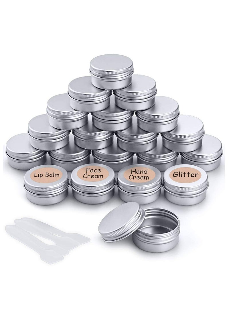 Generic - Cosmetic Jars With Lids 20pcs Empty Cosmetics Container Pots Aluminium Tin Jars with Screw Lids Labels and Mini Spatula for Cream Sample Powder Makeup Storage 20ml - Image 1