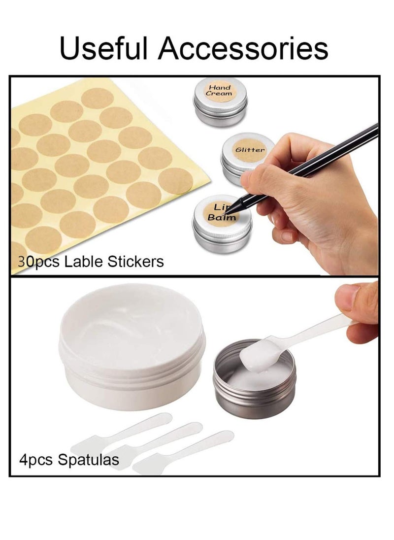 Generic - Cosmetic Jars With Lids 20pcs Empty Cosmetics Container Pots Aluminium Tin Jars with Screw Lids Labels and Mini Spatula for Cream Sample Powder Makeup Storage 20ml - Image 1