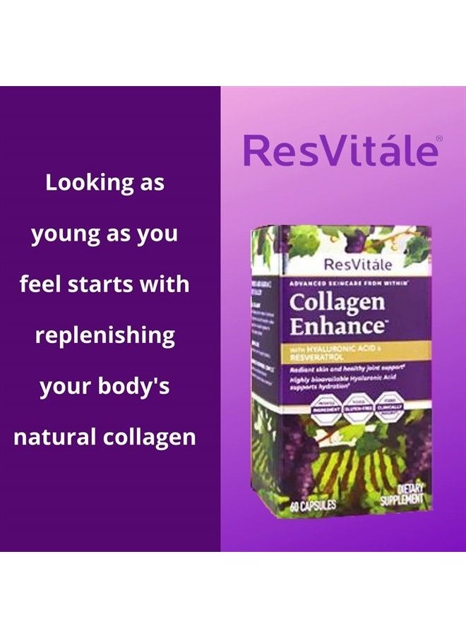 ResVitale - ResVitle Hydrolyzed Collagen Booster Supplement - Collagen Repair with Hyaluronic Acid and Collagen Peptides - 60 Vegetarian Capsules - Image 1