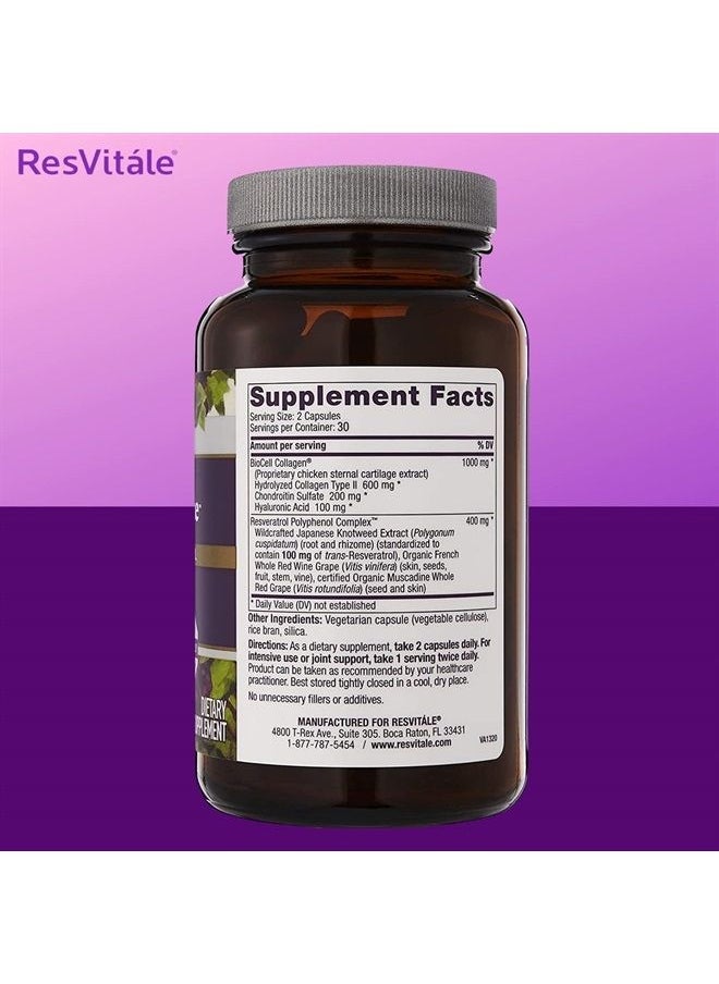 ResVitale - ResVitle Hydrolyzed Collagen Booster Supplement - Collagen Repair with Hyaluronic Acid and Collagen Peptides - 60 Vegetarian Capsules - Image 1
