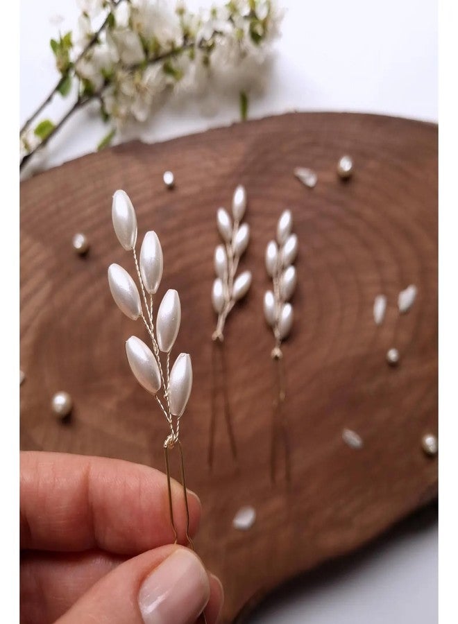 DORMITORRY Pearl Bridal Hair Pins | Unique Wedding Hair Accessories for Women | Handmade DIY Hairpin Craft Set | Vintage Style Pearls for Bride, Bridesmaids & Special Occasions | 3 pcs - Goldan. - Image 2