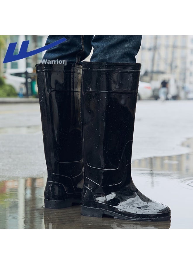 Pull Back Warrior Rain Boots For Men, أحذية مطاطية عالية للعمل في الهواء الطلق مقاومة للماء ومضادة للانزلاق، أحذية مائية، أحذية مطر، مقاومة للبلى Hxl8199 أسود المقاس 44 - Image 4