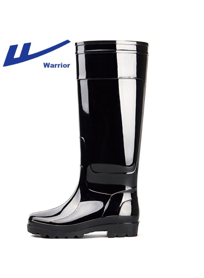 Pull Back Warrior Rain Boots For Men, أحذية مطاطية عالية للعمل في الهواء الطلق مقاومة للماء ومضادة للانزلاق، أحذية مائية، أحذية مطر، مقاومة للبلى Hxl8199 أسود المقاس 44 - Image 2