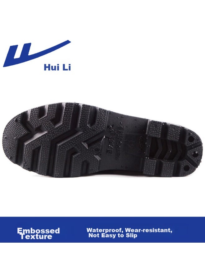 Pull Back Warrior Rain Boots For Men, أحذية مطاطية عالية للعمل في الهواء الطلق مقاومة للماء ومضادة للانزلاق، أحذية مائية، أحذية مطر، مقاومة للبلى Hxl8199 أسود المقاس 44 - Image 3