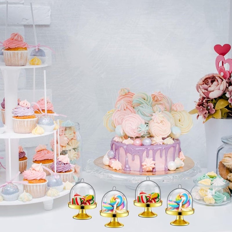10pcs Golden Plastic Mini Cake Holder with Dome Cupcake Container - Image 4