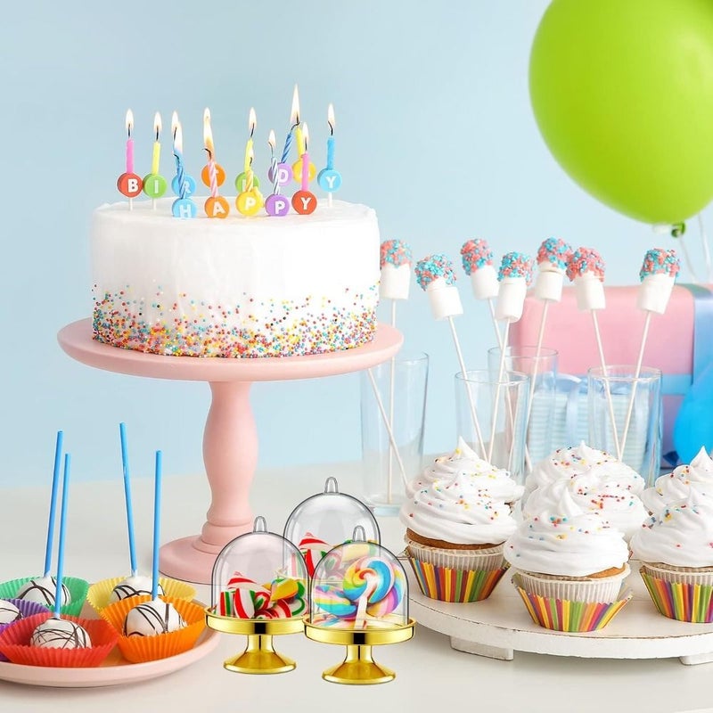 10pcs Golden Plastic Mini Cake Holder with Dome Cupcake Container - Image 3