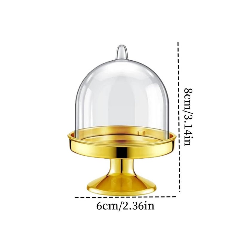 10pcs Golden Plastic Mini Cake Holder with Dome Cupcake Container - Image 2
