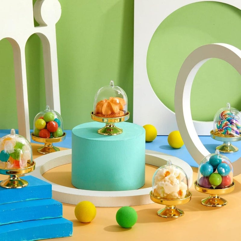 10pcs Golden Plastic Mini Cake Holder with Dome Cupcake Container - Image 5