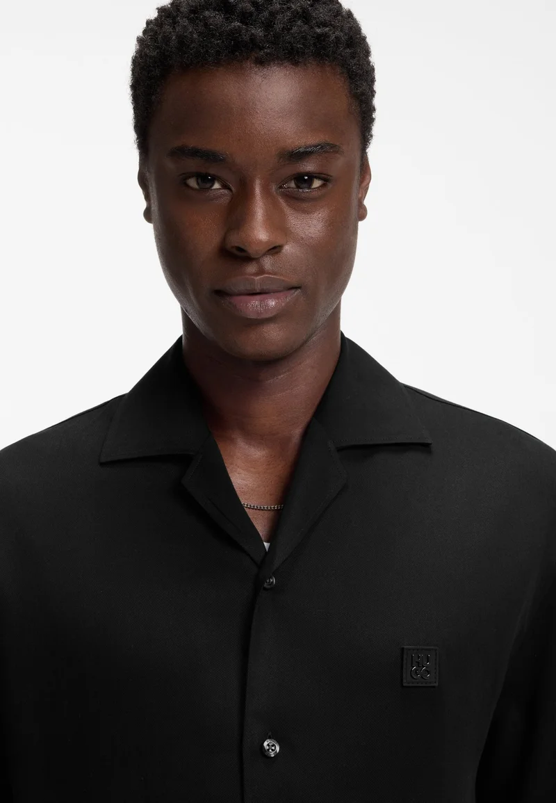 هوجو Oversized-fit shirt with stacked-logo trim