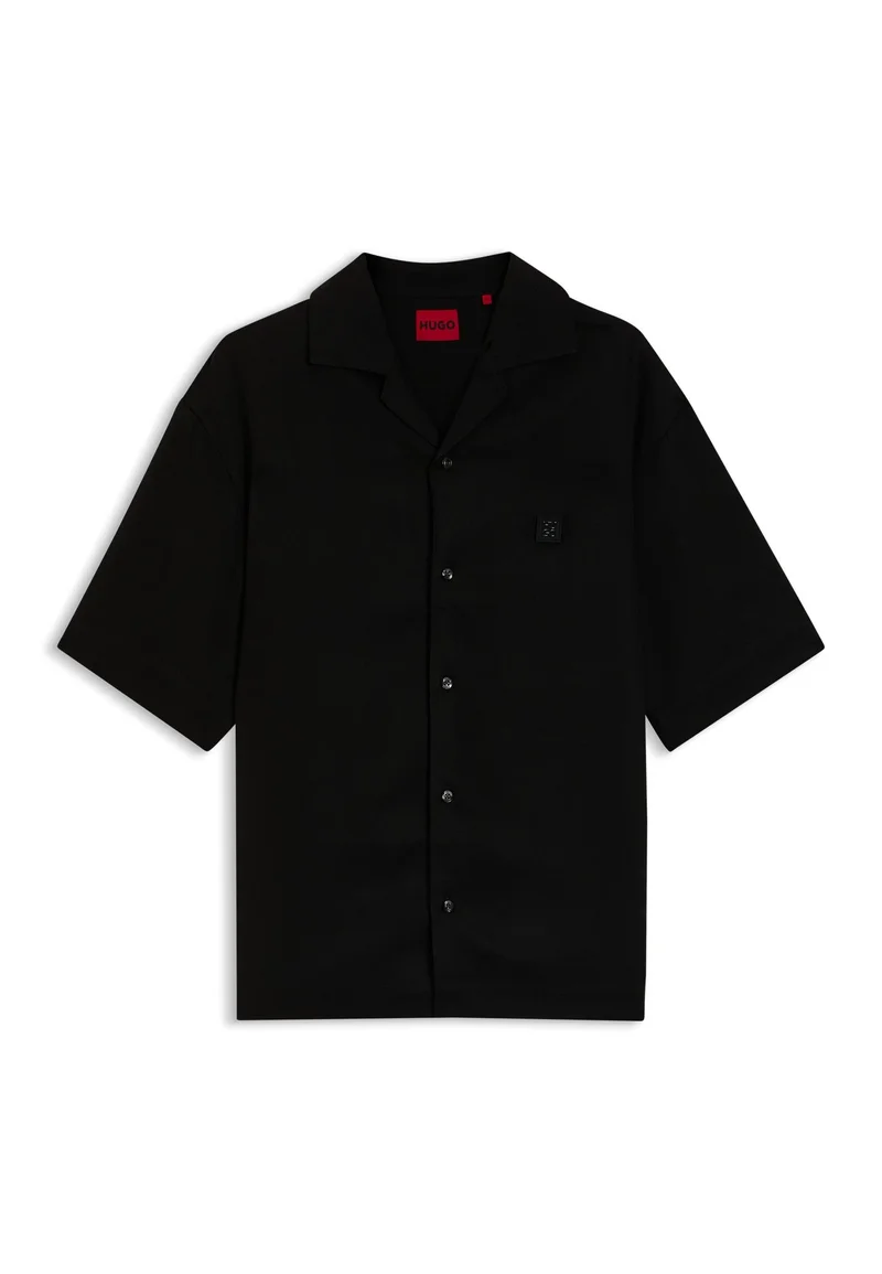 HUGO Black Oversized-fit shirt with stacked-logo trim for Men | Best Price UAE