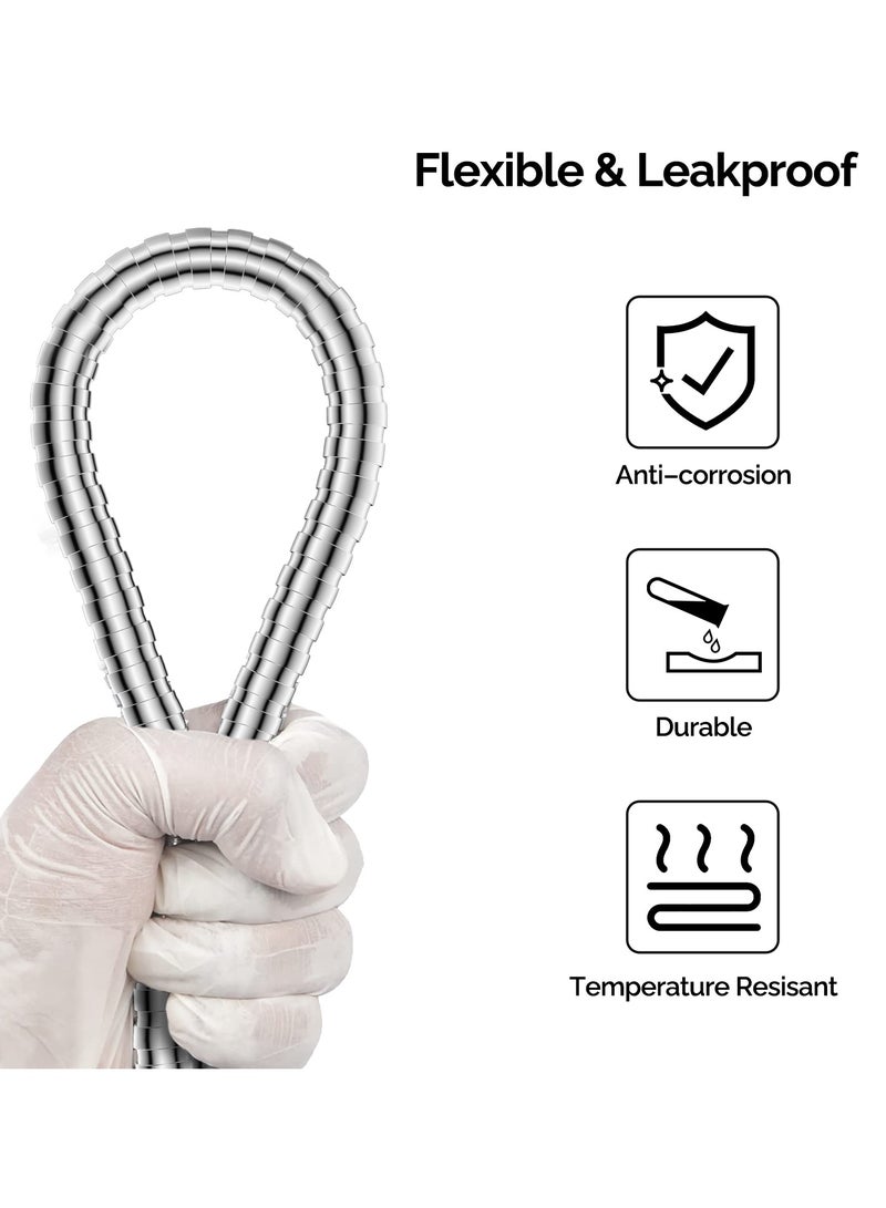 جومو حبل دش 2.5 متر، حبل دش مرن 360 درجة مضاد للالتواء من الفولاذ المقاوم للصدأ 304، حبل دش بديل لحوض الاستحمام والبديت، حبل طويل إضافي، كروم - Image 2