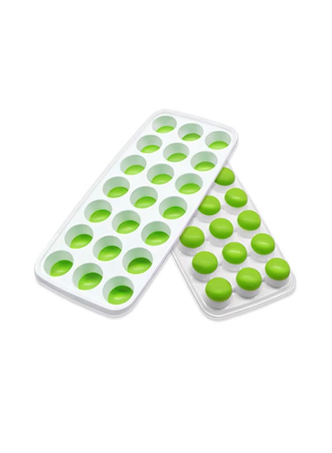 Ice Cube Tray, 21 Cubes, Stackable Silicone and Plastic Moulds for Freezer (Green) - Image 1