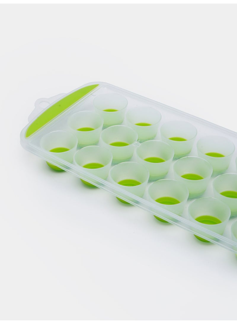 Ice Cube Tray, 21 Cubes, Stackable Silicone and Plastic Moulds for Freezer (Green) - Image 4