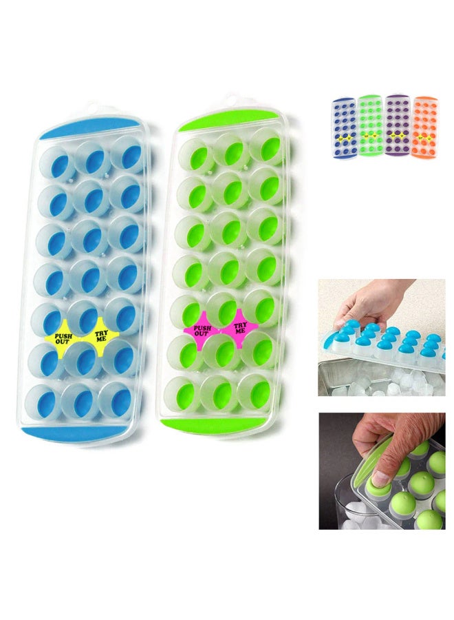 Ice Cube Tray, 21 Cubes, Stackable Silicone and Plastic Moulds for Freezer (Green) - Image 2
