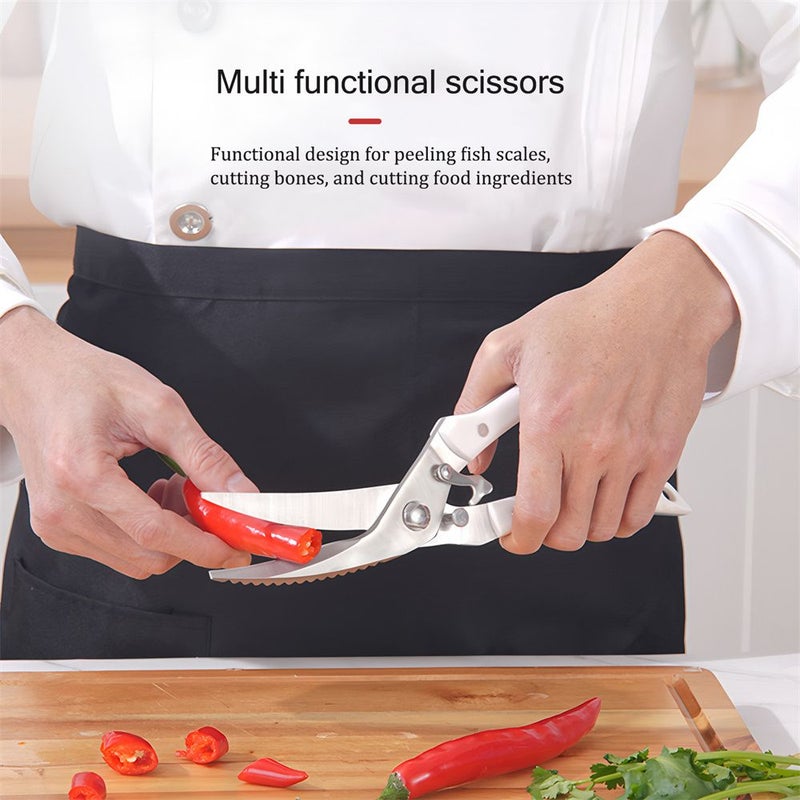 Multi Purpose Kitchen Scissors With Non Slip Handle For Chicken Bone Fish And BBQ Blue - Image 3