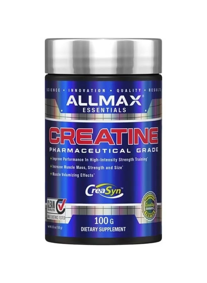 ALLMAX Essentials CreaSyn Creatine Powder 100g Unflavoured Muscle Performance Supplement for Gym Training Strength Support 20 Servings Pharmaceutical Grade