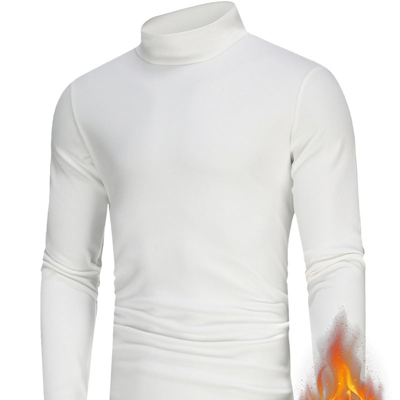 Men's Thermal Underwear Top Half High Neck Long Sleeve Fleece Lined - Image 3