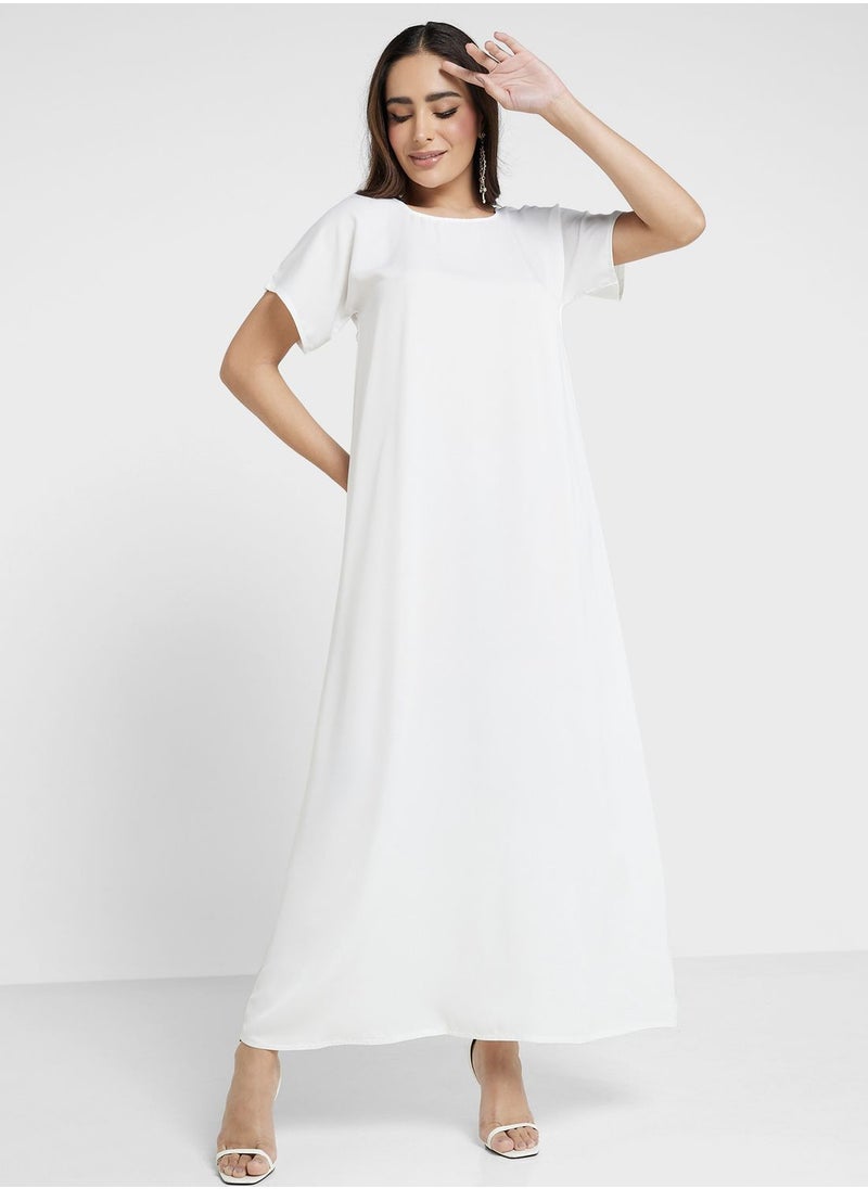 Khizana - Scallop Lace Trim Abaya With Inner & Sheila - Image 1