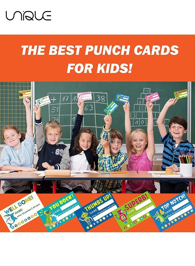 Unique Behavior Punch Cards for Kids Classroom, Pack of 250 Reward Punch Cards - Incentive and Loyalty Cards for Business, Classroom, and Students - Student Awards, Teachers - 2 x 3 inches, 5 Styles - Image 5