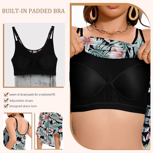 JOYSHAPER Built in Bra Summer Maxi Dresses Casual Sundress Sleeveless Beach Dress Vacation Dress with Pockets Red Floral - Image 5
