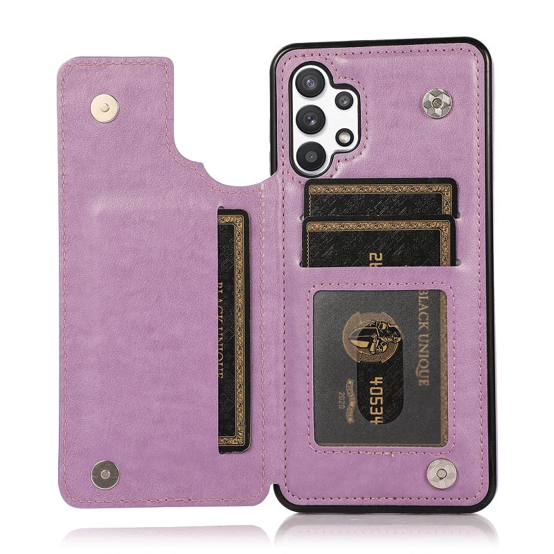Asuwish Phone Case for Samsung Galaxy A32 5G 6.5 inch with Tempered Glass Screen Protector Card Holder Wallet Cover Stand Flip Leather Cell Accessories Glaxay A 32 32A S32 G5 A326U Cases Women Girl Purple - Image 3