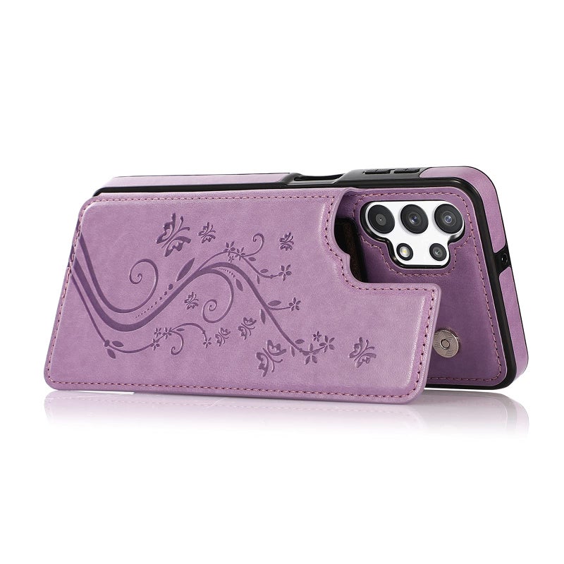 Asuwish Phone Case for Samsung Galaxy A32 5G 6.5 inch with Tempered Glass Screen Protector Card Holder Wallet Cover Stand Flip Leather Cell Accessories Glaxay A 32 32A S32 G5 A326U Cases Women Girl Purple - Image 4