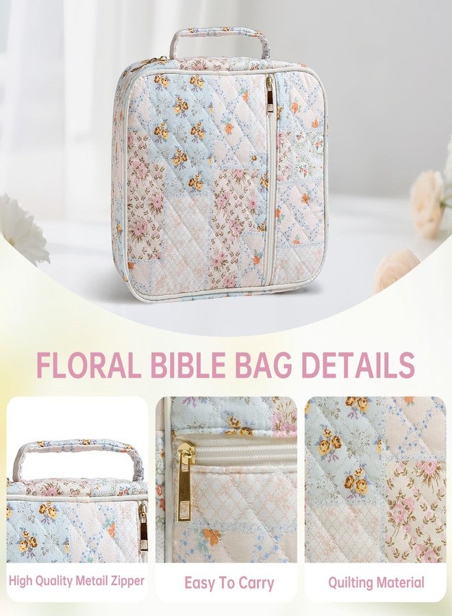YKFLY Bible Cover Case for Women Large Bible Cover with Durable Handle Quilted Bible Carrying Case for Girls Bible Study Supplies Accessories (Spliced Flower, Spliced Flower) - Image 5