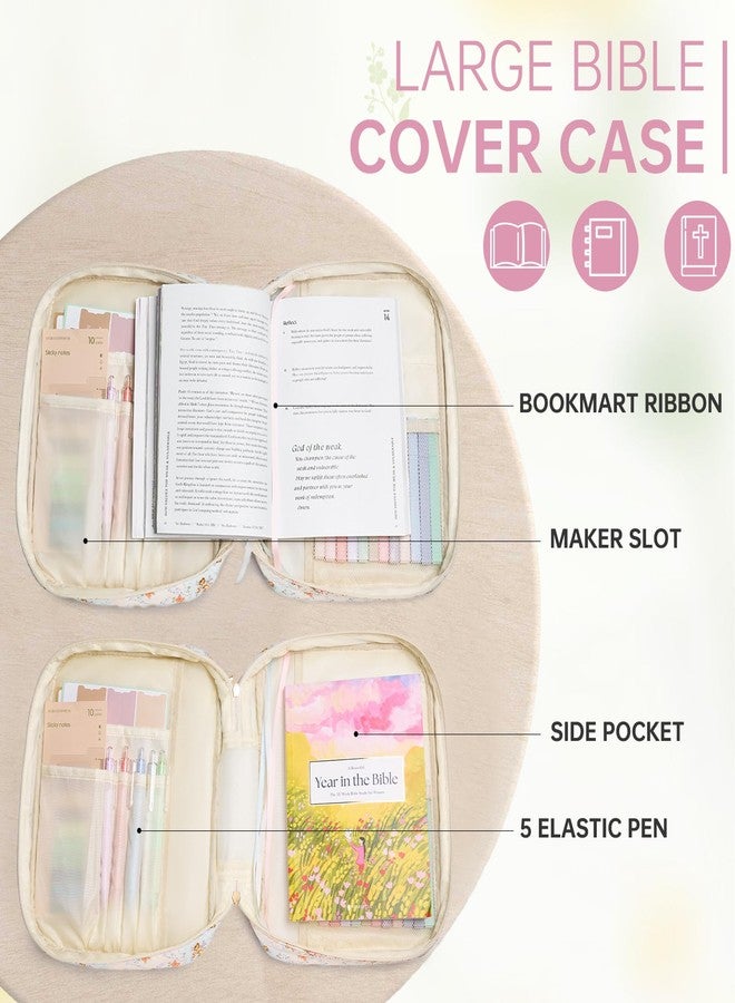 YKFLY Bible Cover Case for Women Large Bible Cover with Durable Handle Quilted Bible Carrying Case for Girls Bible Study Supplies Accessories (Spliced Flower, Spliced Flower) - Image 4