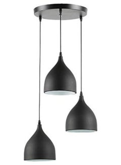 SP SUPER POWER Vintage Ceiling Light Fixture Industrial Pendant Light Iron Metal Hanging Lamp for Kitchen Island Dining Room Living Room Bedroom (Black,3-Light)  - Image 1