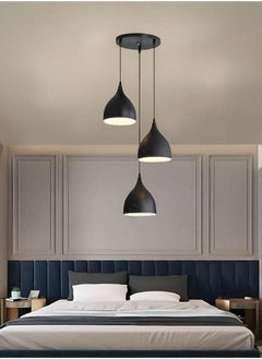 SP SUPER POWER Vintage Ceiling Light Fixture Industrial Pendant Light Iron Metal Hanging Lamp for Kitchen Island Dining Room Living Room Bedroom (Black,3-Light)  - Image 2