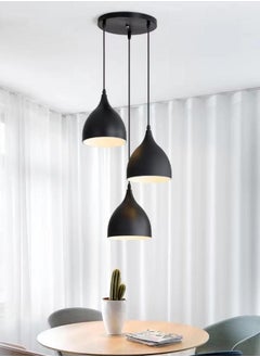 SP SUPER POWER Vintage Ceiling Light Fixture Industrial Pendant Light Iron Metal Hanging Lamp for Kitchen Island Dining Room Living Room Bedroom (Black,3-Light)  - Image 3