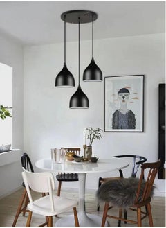 SP SUPER POWER Vintage Ceiling Light Fixture Industrial Pendant Light Iron Metal Hanging Lamp for Kitchen Island Dining Room Living Room Bedroom (Black,3-Light)  - Image 4