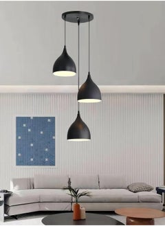 SP SUPER POWER Vintage Ceiling Light Fixture Industrial Pendant Light Iron Metal Hanging Lamp for Kitchen Island Dining Room Living Room Bedroom (Black,3-Light)  - Image 5