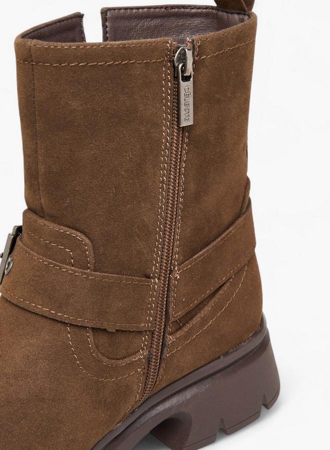 سيليست بوت نسائي بكعب عريض وإبزيم وسحاب - Image 5