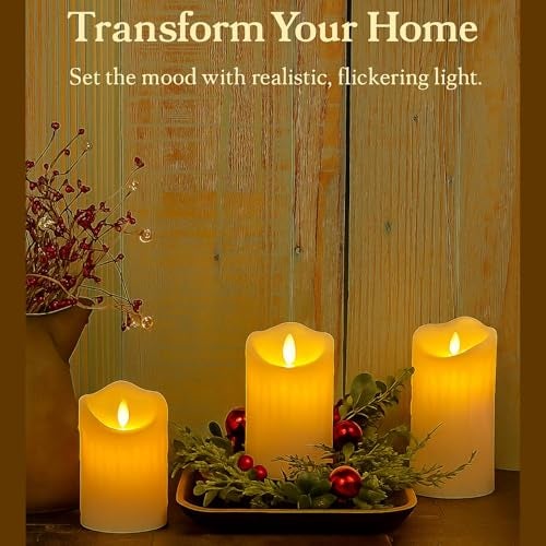 coku Dripping LED Pillar Candles Set of 3 with Remote | Flameless Smokeless Battery Operated Realistic Flickering Warm White Lights | Smooth Ivory Candles for Home Decor, Diwali, Christmas & Gifts - Image 3