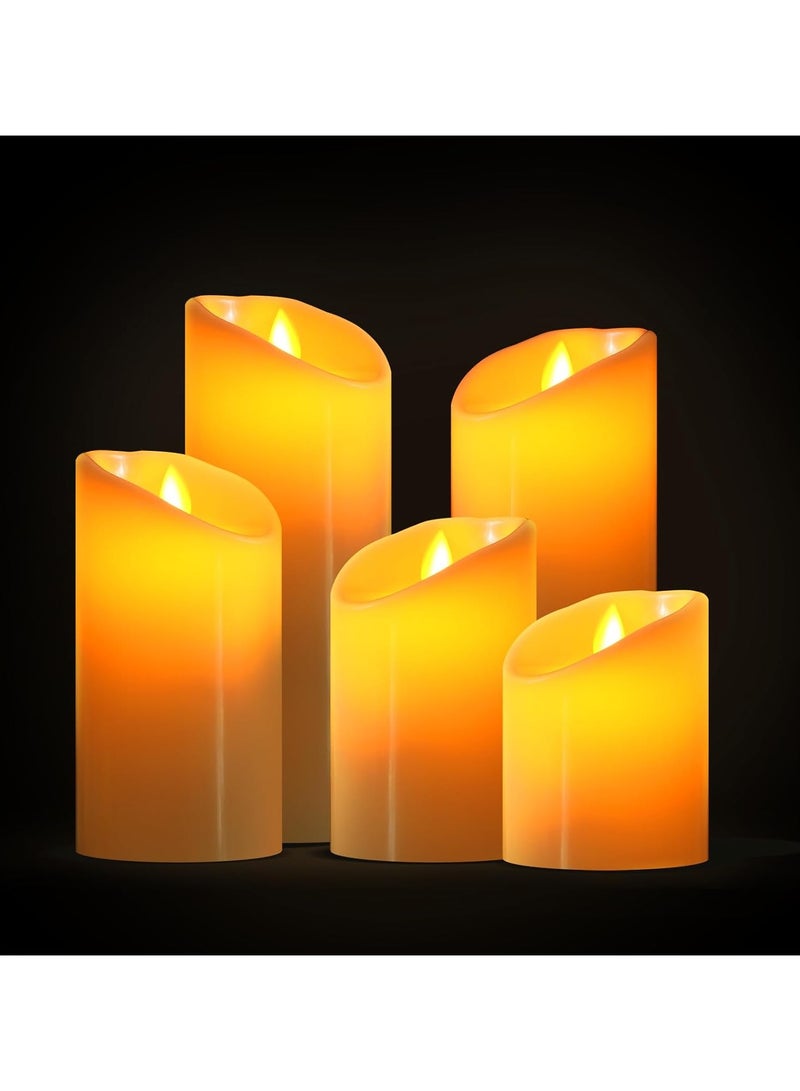 LED Flameless Candles, Battery Operated Flickering Candle Lights with Realistic Flame, Electric Decorative Candles, Used for Home Decor, Ramadan, Table Centerpieces, Weddings(5 PCS, Ivory)  - Image 1