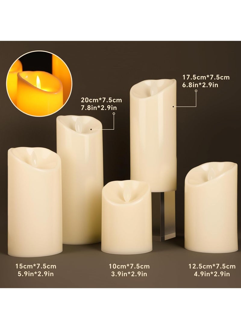 LED Flameless Candles, Battery Operated Flickering Candle Lights with Realistic Flame, Electric Decorative Candles, Used for Home Decor, Ramadan, Table Centerpieces, Weddings(5 PCS, Ivory)  - Image 3