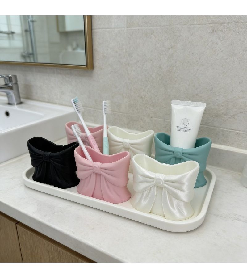 Rainbow Colors 3D Printed Bow Bathroom Storage Toothbrush Holder Tray Organizer - Image 1