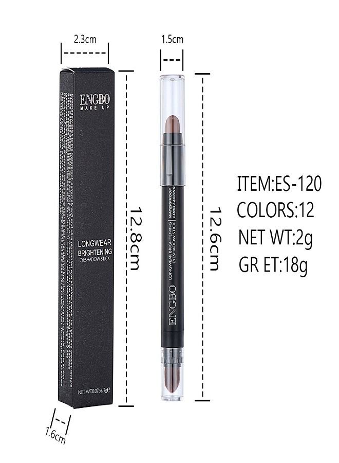 Generic Eye Shadow Stick Double Head Metal Flash High Gloss Soft Pigment Shiny Waterproof Durable Eye Shadow Pen For Women 1 Piece  - Image 3