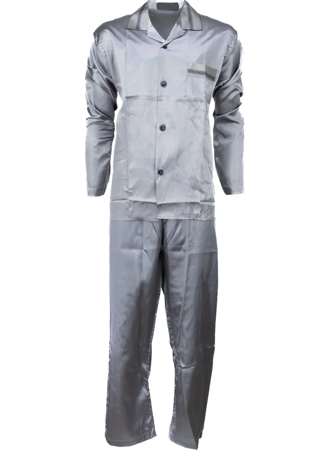 Oppland Men's Classic Model Pajama Set Premium Silky Satin Fabric Pocket Stylish Striped Comfortable Full Pattern