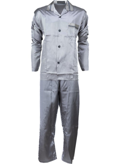 Oppland Men's Classic Model Pajama Set Premium Silky Satin Fabric Pocket Stylish Striped Comfortable Full Pattern  - Image 1