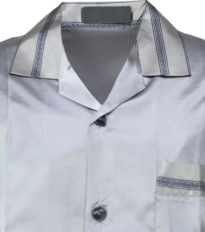 Oppland Men's Classic Model Pajama Set Premium Silky Satin Fabric Pocket Stylish Striped Comfortable Full Pattern