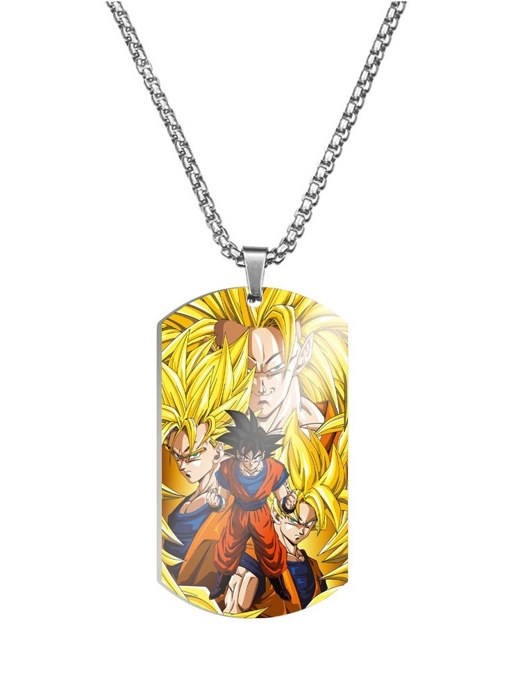 KUYING Dragon Ball Color Printed Stainless Steel Necklace 
